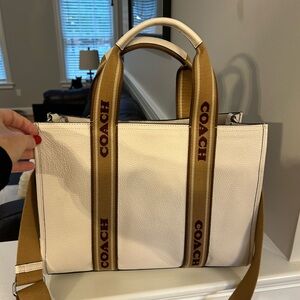 Coach Cream and Tan Tote Bag